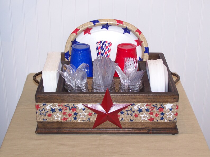 4th of July Utensil Holder Paper Plates and Napkins Kitchen Etsy