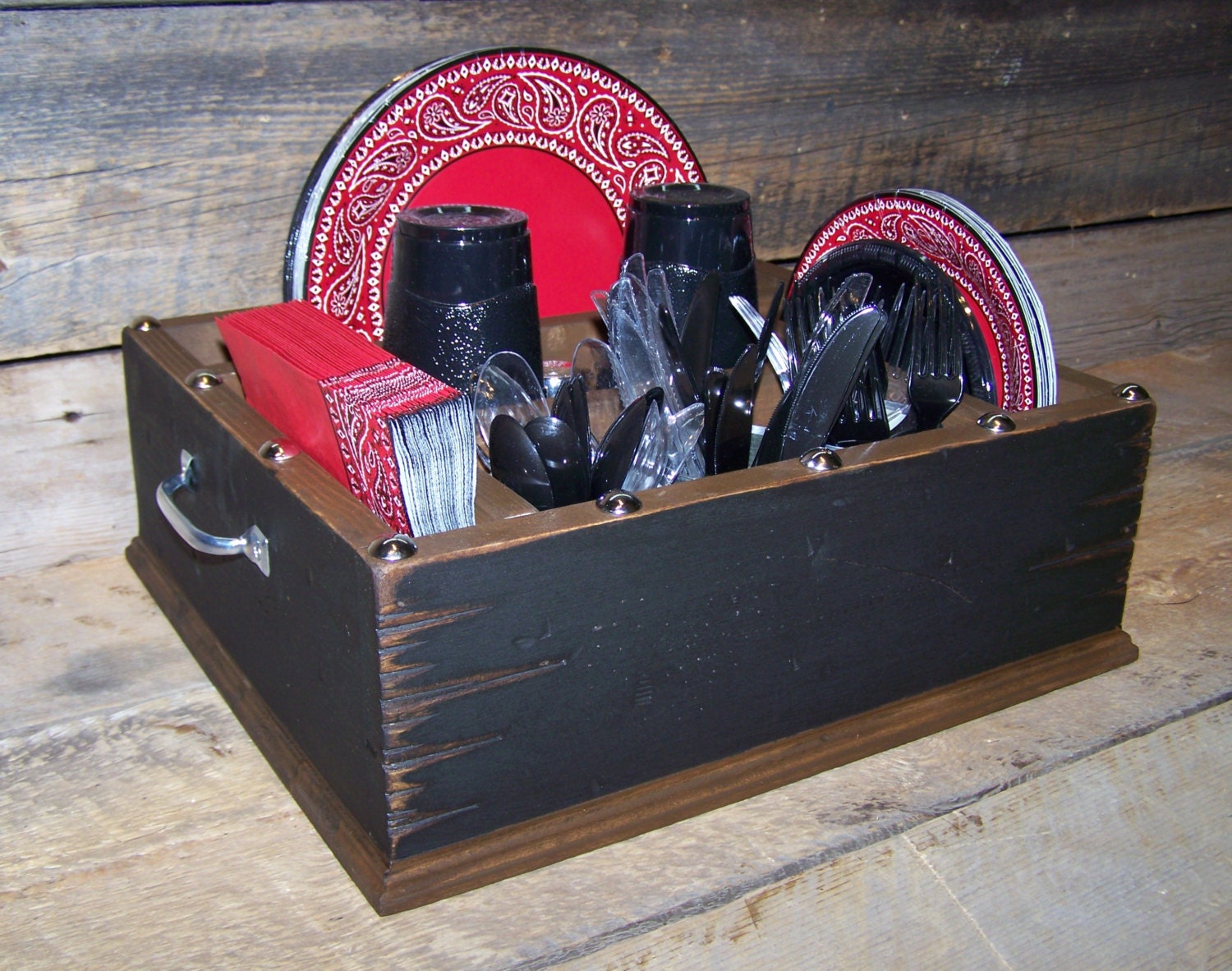 Rustic Red Kitchen Utensil Holder Kitchen Caddy Kitchen Etsy Canada