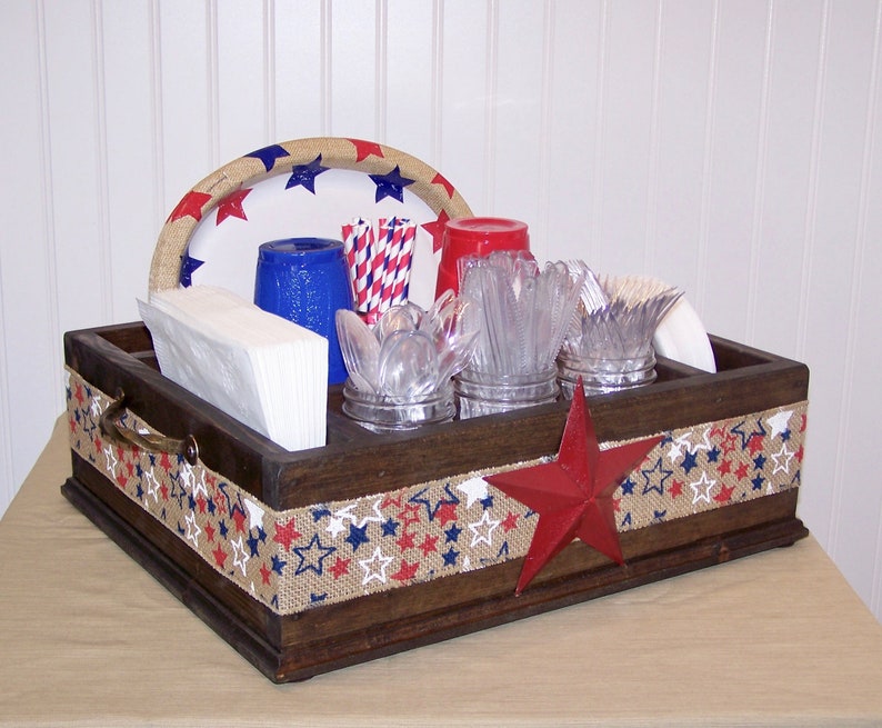 4th of July Utensil Holder Paper Plates and Napkins Kitchen Etsy