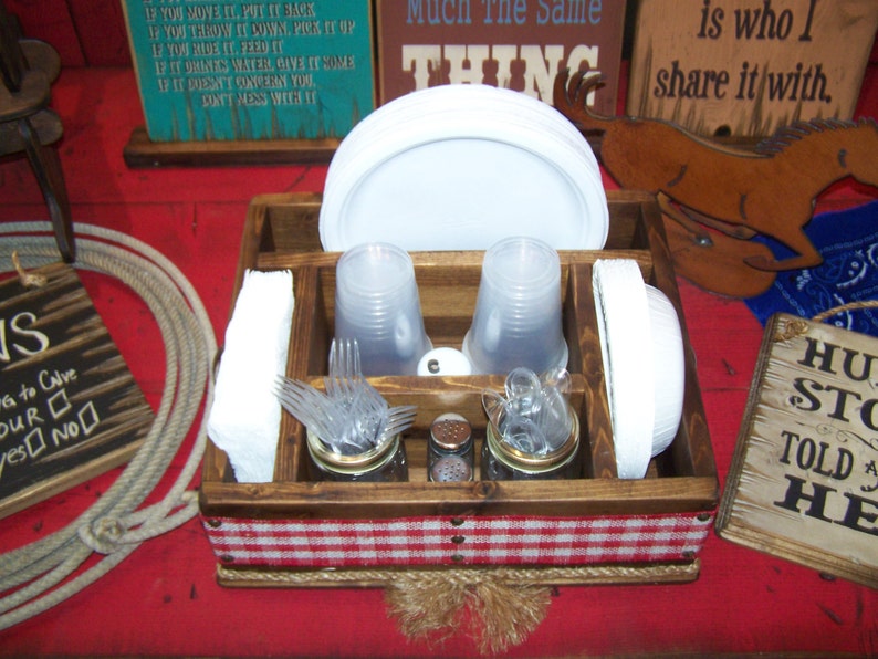 Country western rustic tableware utensil caddy organizer party Etsy