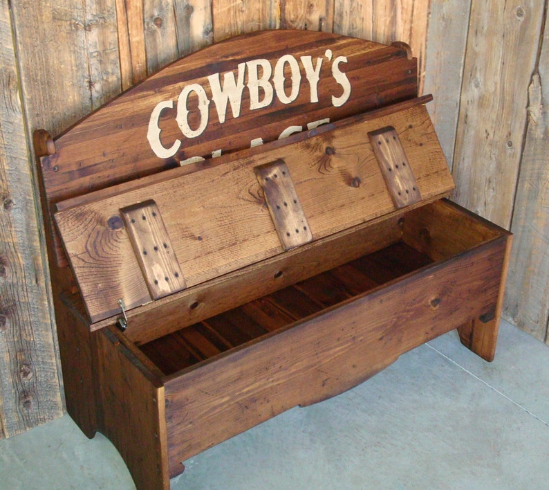 Trunk Storage Bench Made of Pine Wood Western Bench Rustic Etsy
