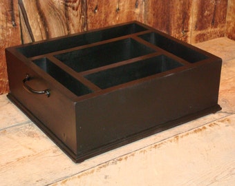 Black kitchen utensil holder kitchen caddy silverware holder napkin holder paper plate holder wood caddy utensil holder kitchen caddy