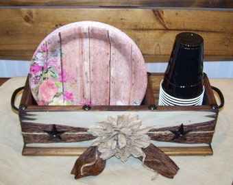 Kitchen Utensil holder, Kitchen napkin holder, Paper plate and cup holder for the kitchen, Kitchen utensil organizer, Kitchen utensil caddy