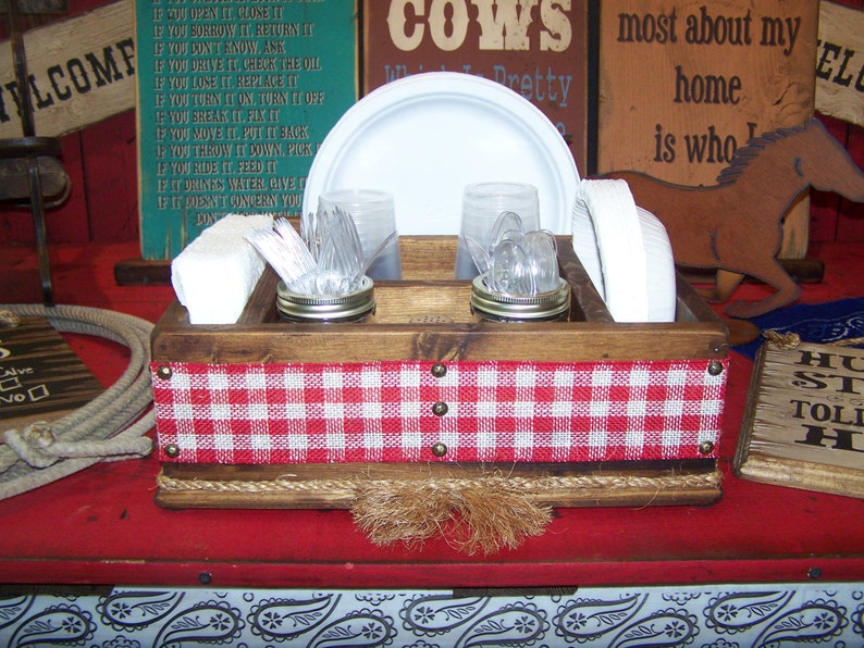 Country western rustic tableware utensil caddy organizer party Etsy