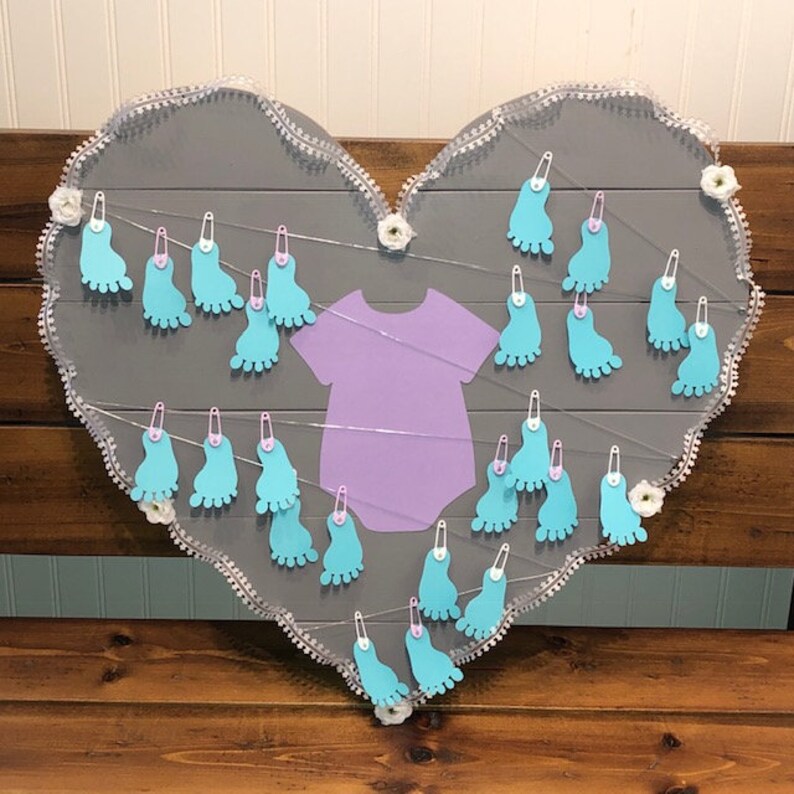 New baby sign Wood heart sign Sign for baby Baby shower party decorations Baby shower guestbook Baby guestbook