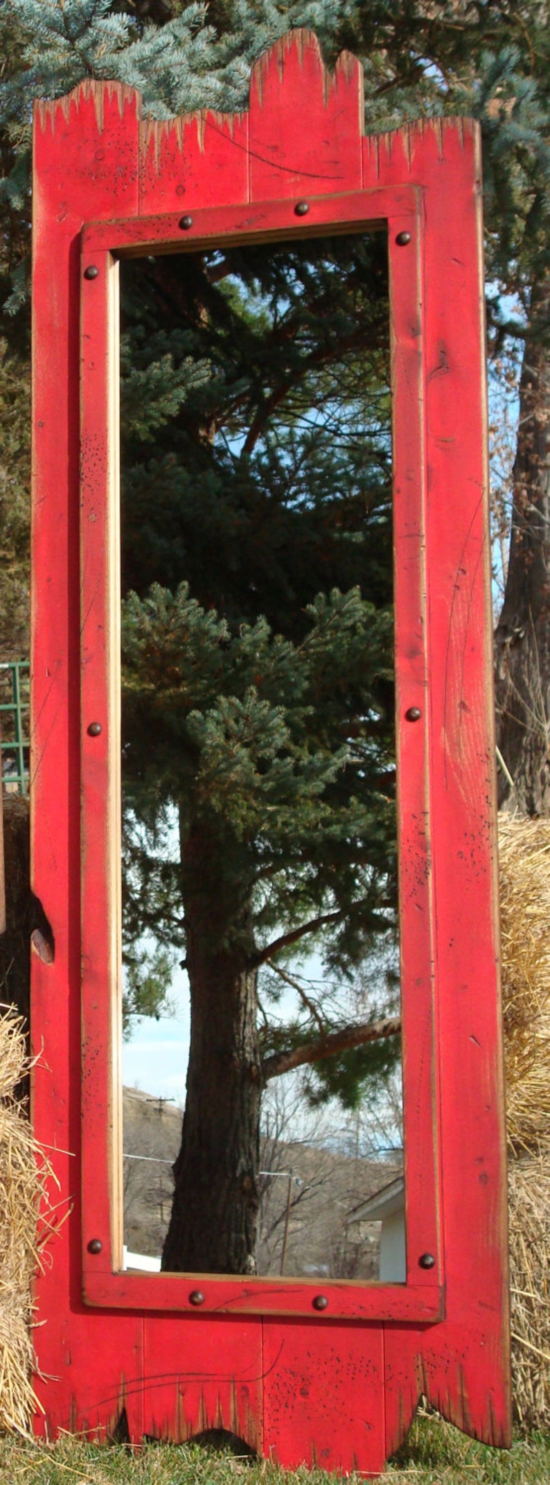 60x22 fullLength red barn wood mirror. Great for any dressing Etsy