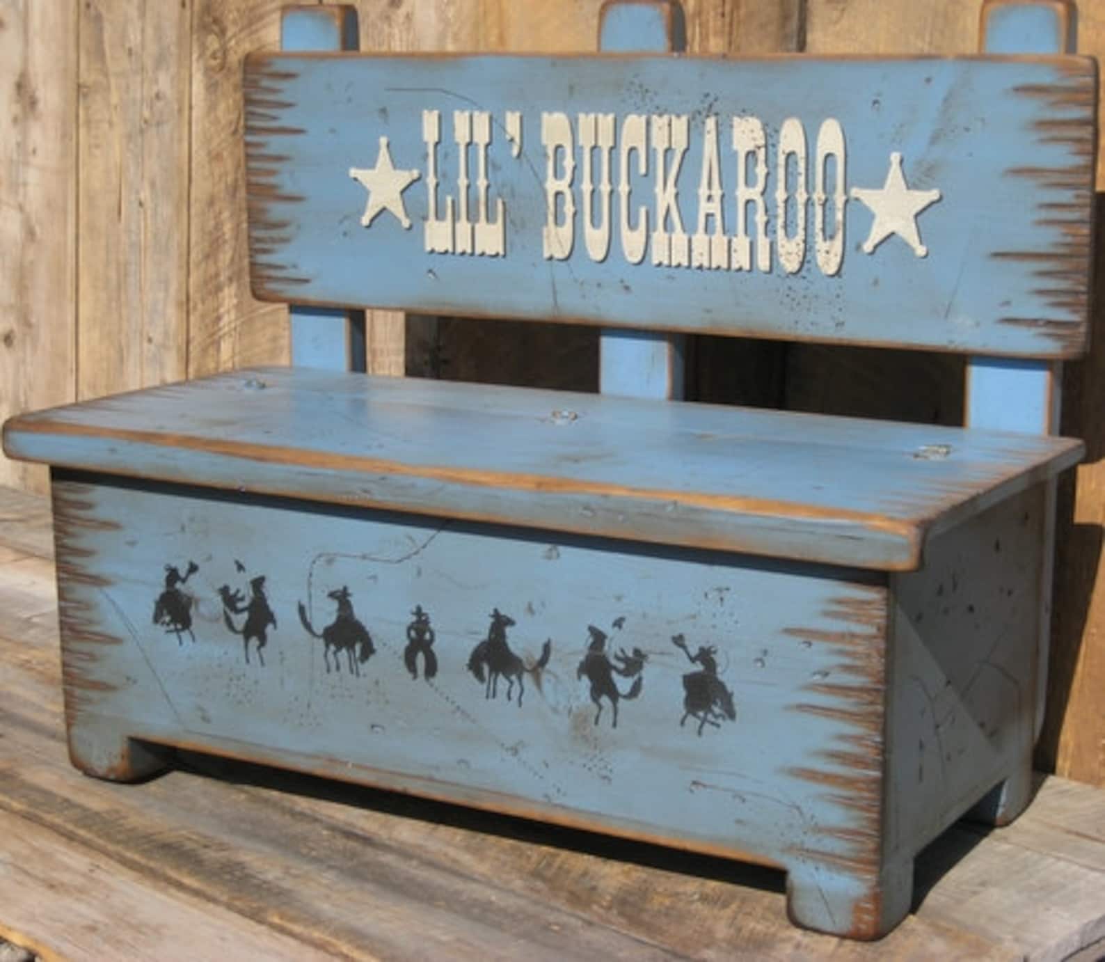 Toy Box Bench Kid's Bench Storage for Toys Western | Etsy