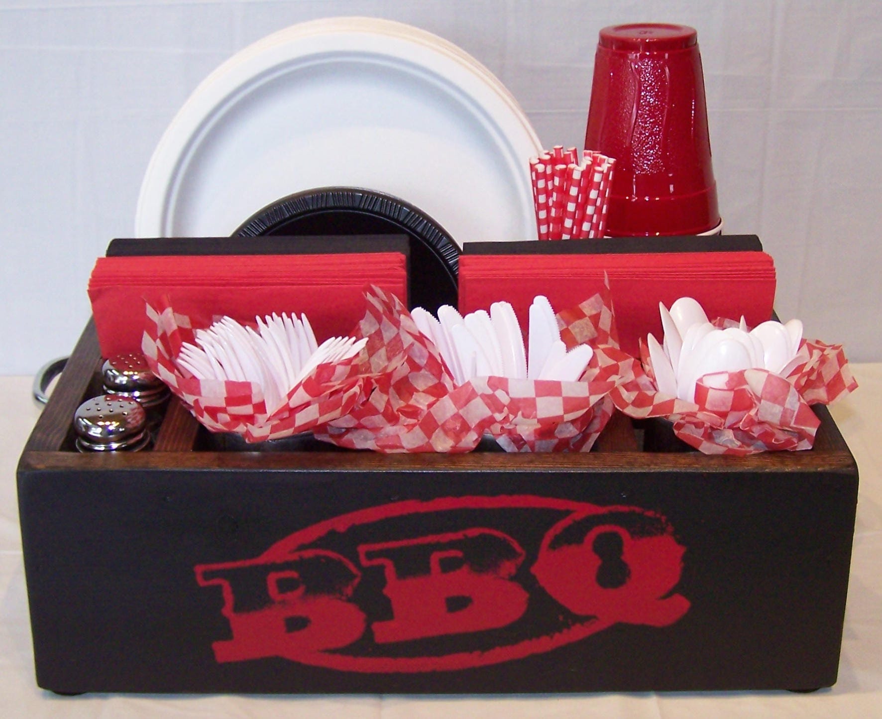 Utensil holder paper plate and napkin holder caddy utensil Etsy