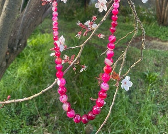 Pink glass necklace
