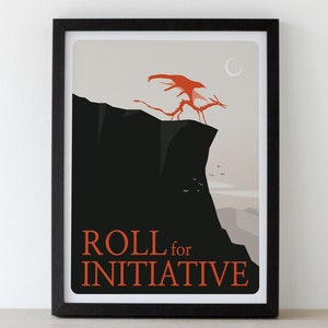 ROLL FOR INITIATIVE - Digital Download, Dragon, DnD, Dungeons and Dragons, illustration, print, fantasy, roleplay, poster