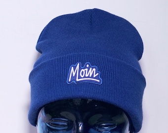 MOIN - Beanie Mütze mit Patch - royalblau