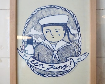 EEN JUNG! - Maritimes Poster zur Geburt