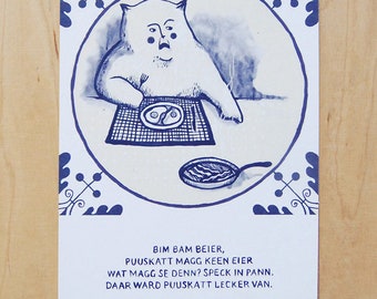 PUUSKATT - plattdeutsche Postkarte
