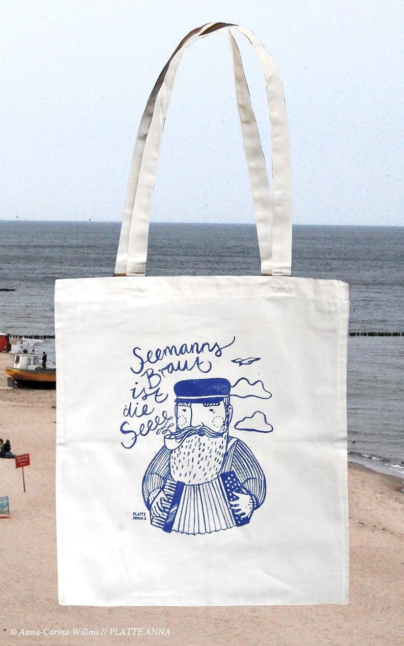 SEEMANNS BRAUT maritimer Stoffbüdel aus Fairtrade Biobaumwolle / Stoffbeutel Stofftasche Bild 2