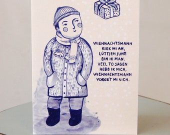 LÜTTJEN JUNG - plattdüütsche Christmas Card - Maritime Greeting Card - Folded Card - Greeting Card
