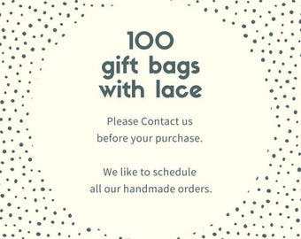 100 Gift Bags -Tie String Decor Favors - Handmade Gift for Wedding Guests Birthday Baptism Party Table Decoration