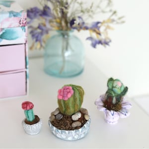 Faux Cactus for mini garden, Wool Cactus set, Home decor, Cute Gift for cuctus lovers, Cacti fairy garden decor