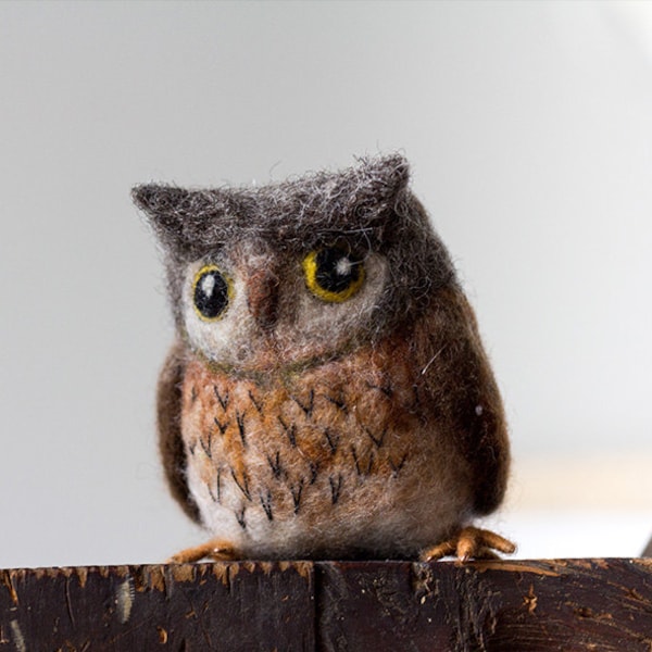 Hibou Feutre Figurine Hibou Oiseau Animal Peluche Animal sculpture feutrée