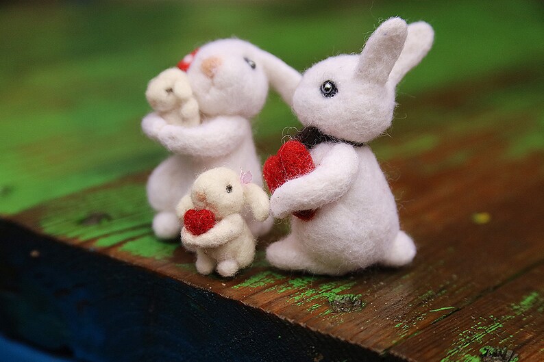 Bunny family with child soft play set Bunny toy Wool rabbits Etsy