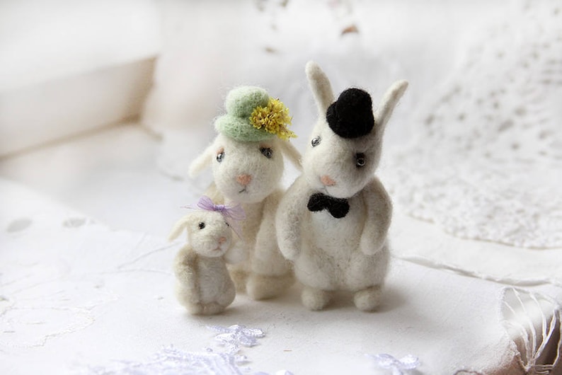 Bunny family with child soft play set Bunny toy Wool rabbits Etsy