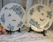 Antique french teal transferware round serving platter. Teal transferware. Jasmine.Butterflies. Blue green transferware. Jeanne d 39 Arc living