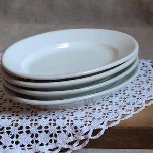 Set of 4 Antique French Restaurant Bistro Porcelain small oval stacking Platters