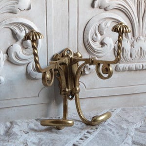 Antique french bronze double coat and hat hook. Art Deco period Bathroom hooks. French brocante home decor