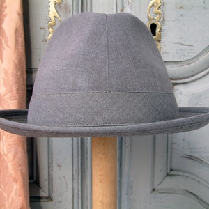 French vintage grey men's lightweight summer fedora. Men's boho chic. Men's Parisian chic. Dove grey mens fedora. Breathable summer hat.