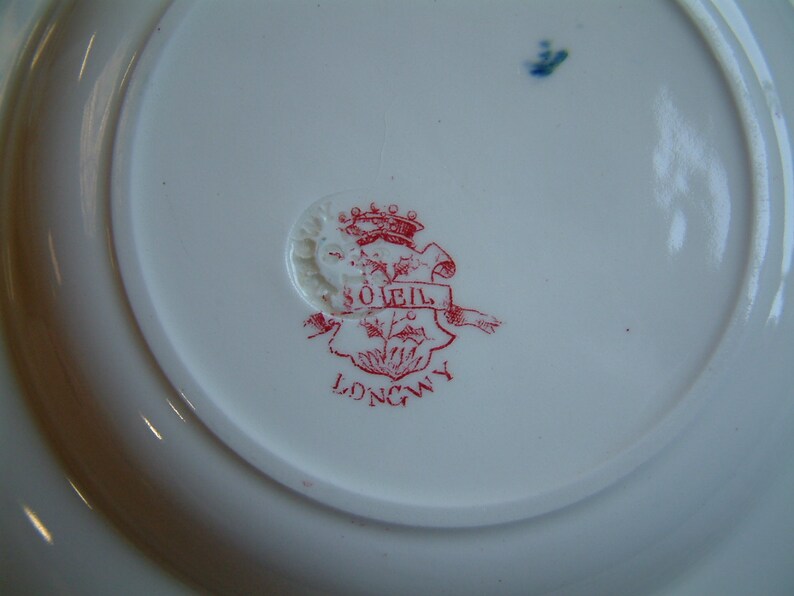 Jeanne d/'Arc living Set of 6 Antique french ironstone red transferware soup plates French transferware Gustavian home french shabby chic