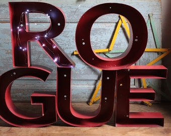 Choose one Vintage french red outdoor sign letter. Marquee letter. Loft decor. Man cave. Kids room. Game room. Bar