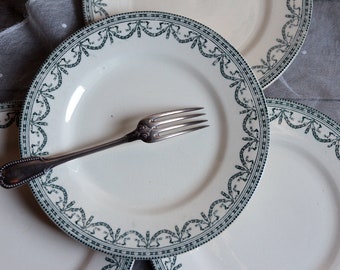 ディナープレート6枚セット 装飾花輪 ルイ16世 サラン 鉄石 19世紀