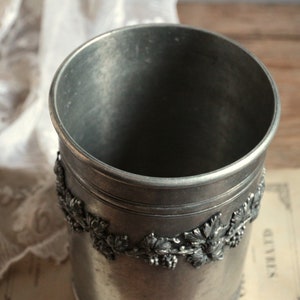 French vintage pewter champagne ice bucket. Pewter wine bucket. Wine cooler. Rustic wedding decor. Christmas. New Years eve image 7