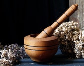 Antique french wooden mortar and pestle. Photo props wooden bowl. Antique rustic wooden bowl. Rustic french country kitchen