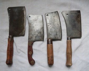 Choose ONE Antique french cleaver knife. Antique meat cleaver Antique chopping knife. Forged steel blade chopper. Rustic farmhouse kitchen