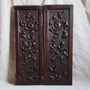 Antique French Carved Wood Panels, Architectural Salvage Set