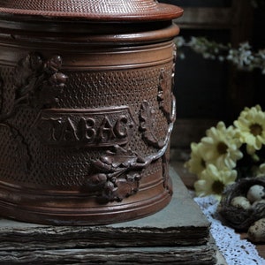 Very rare. Antique french large handmade stoneware tobacco jar. Heavy dry goods tobacco storage jar. Rustic decor. Curiosities cabinet