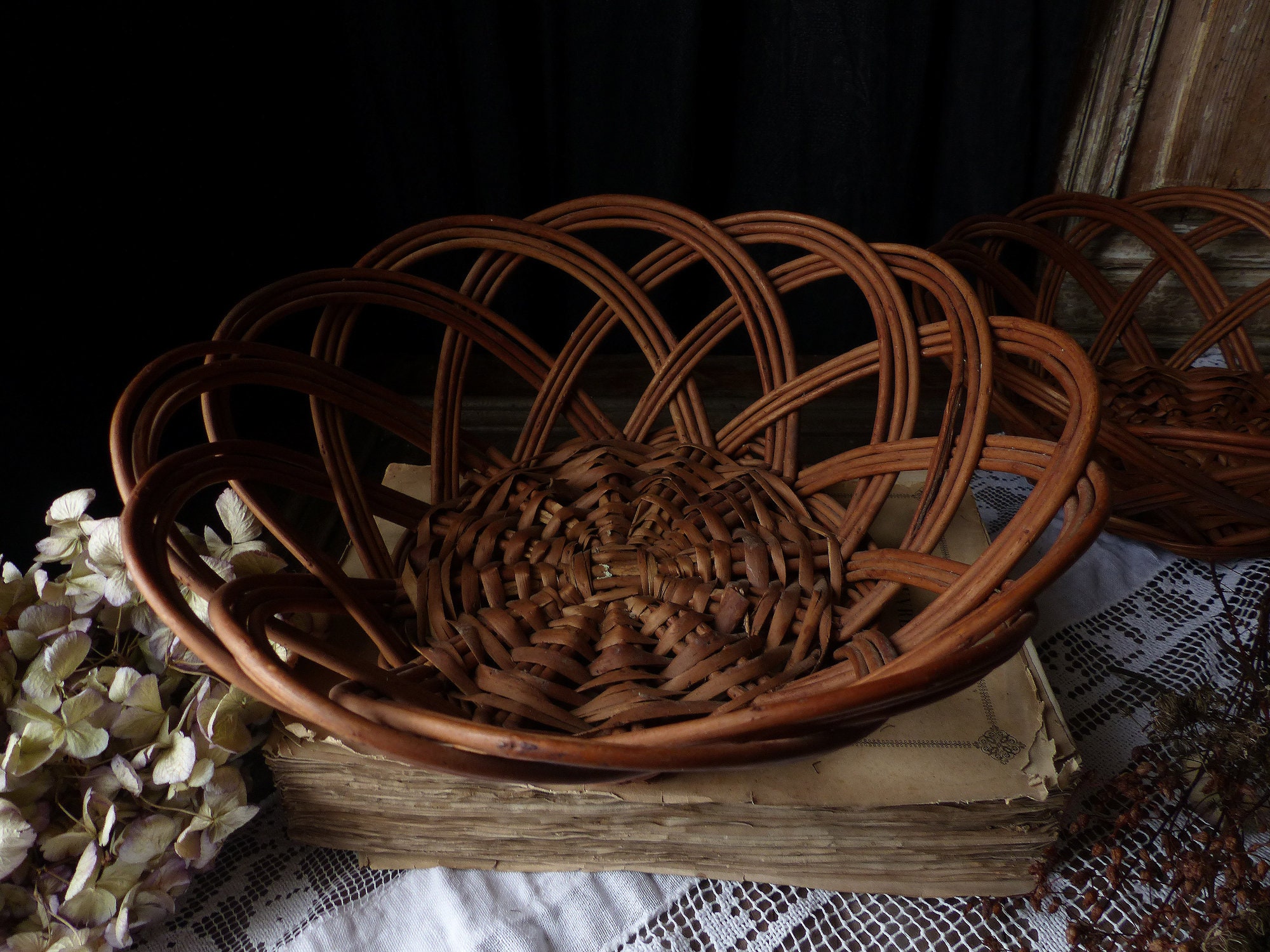 Vintage french braided wicker bread basket. Wicker bakery Etsy
