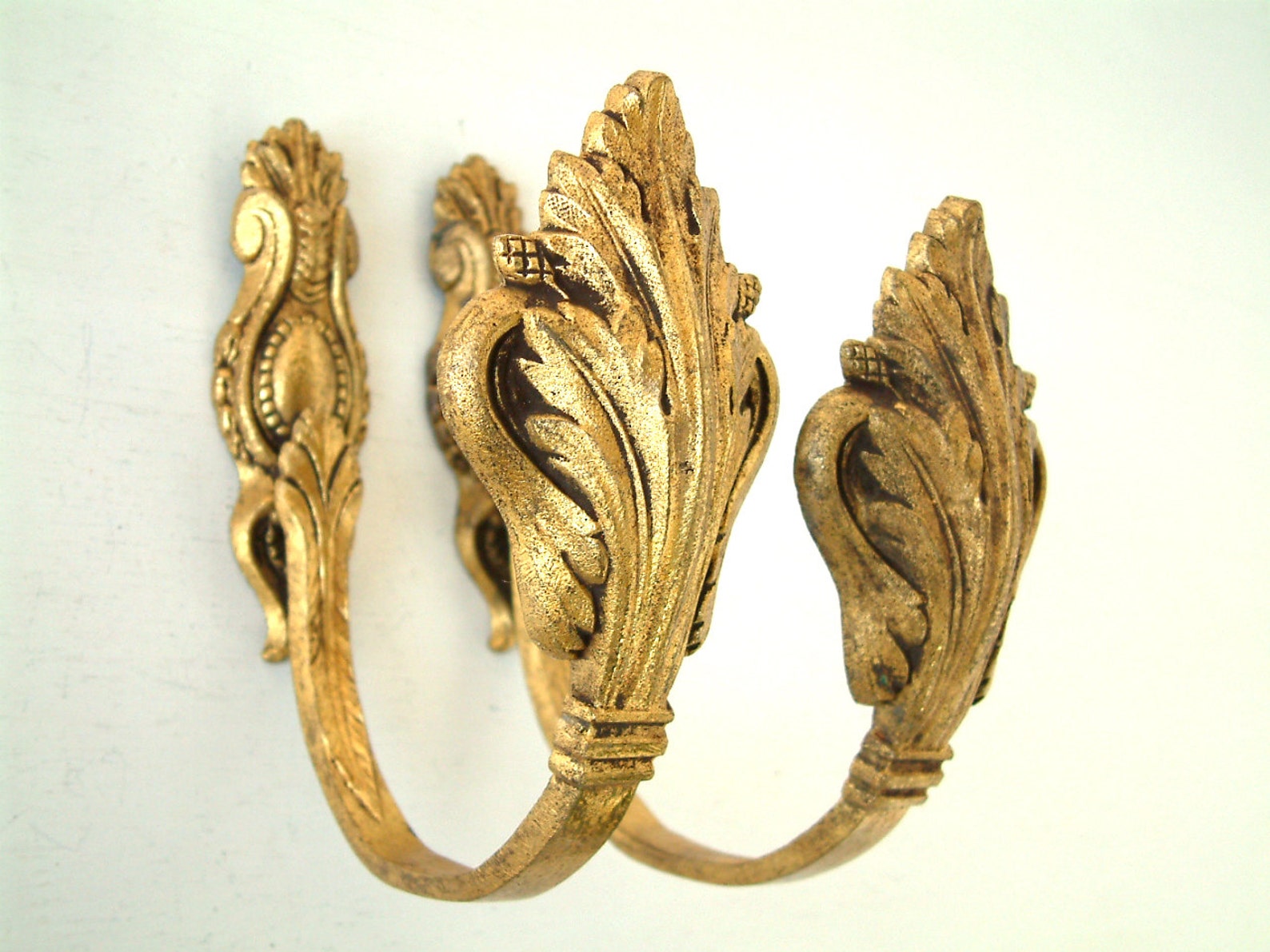 Antique french gilded bronze large curtain tie backs. Set of Etsy