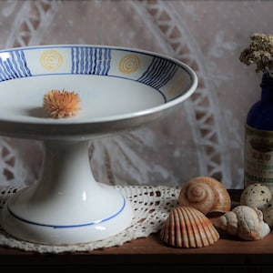 French vintage art deco cake stand. Sun and sea. French vintage kitchen decor. Fruit stand. Pastry display stand. Coastal living