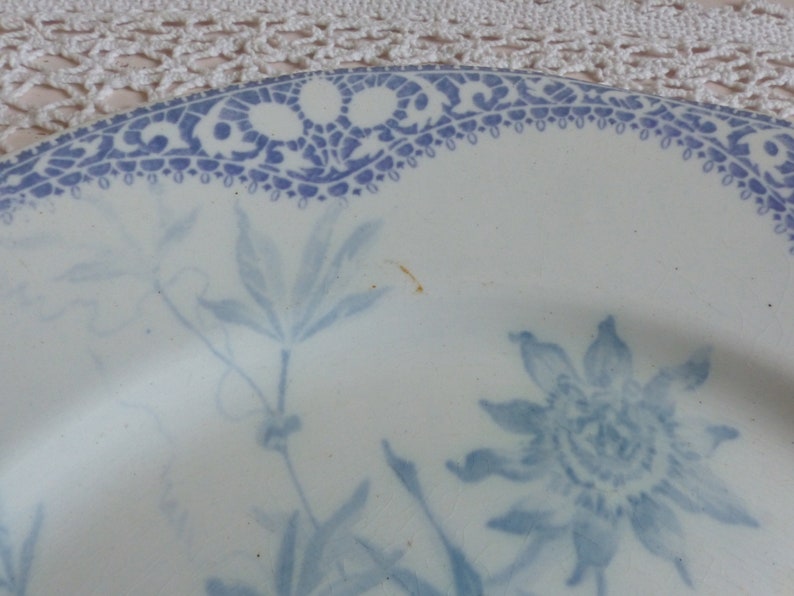 Pastry display plate Lavender and blue fotted cake plate Antique french lavender transferware cake stand Lavender french transferware