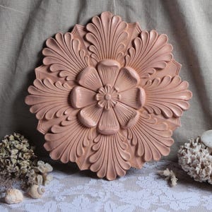 Antique french large plaster architectural ceiling rosette. Salvage achitectural plaster fragment Romantic shabby chic french chateau decor