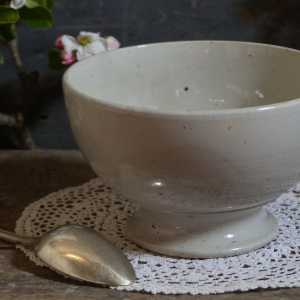 Ancien français très grand bol de café au lait en grès. Français bol. Français bol de cappucino. Bol en grès