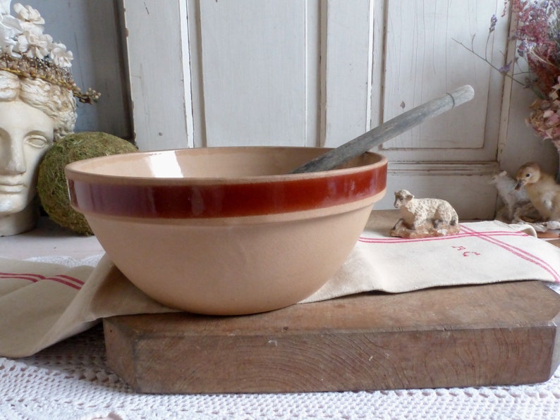 Rustic french country kitchen mixing bowl Stoneware mixing bowl Rustic