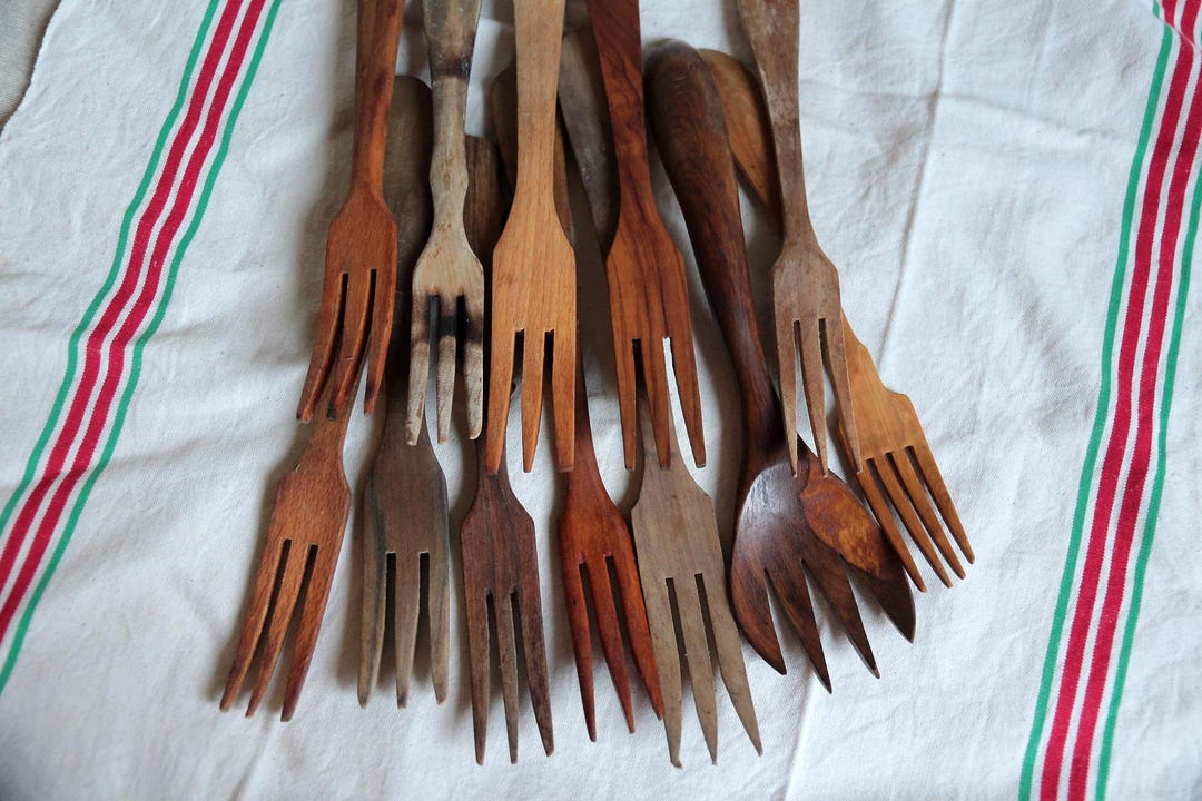 Rustic Table Fork French Vintage Rustic Wooden Forks, Set of 12, Farmhouse Kitchen - Etsy