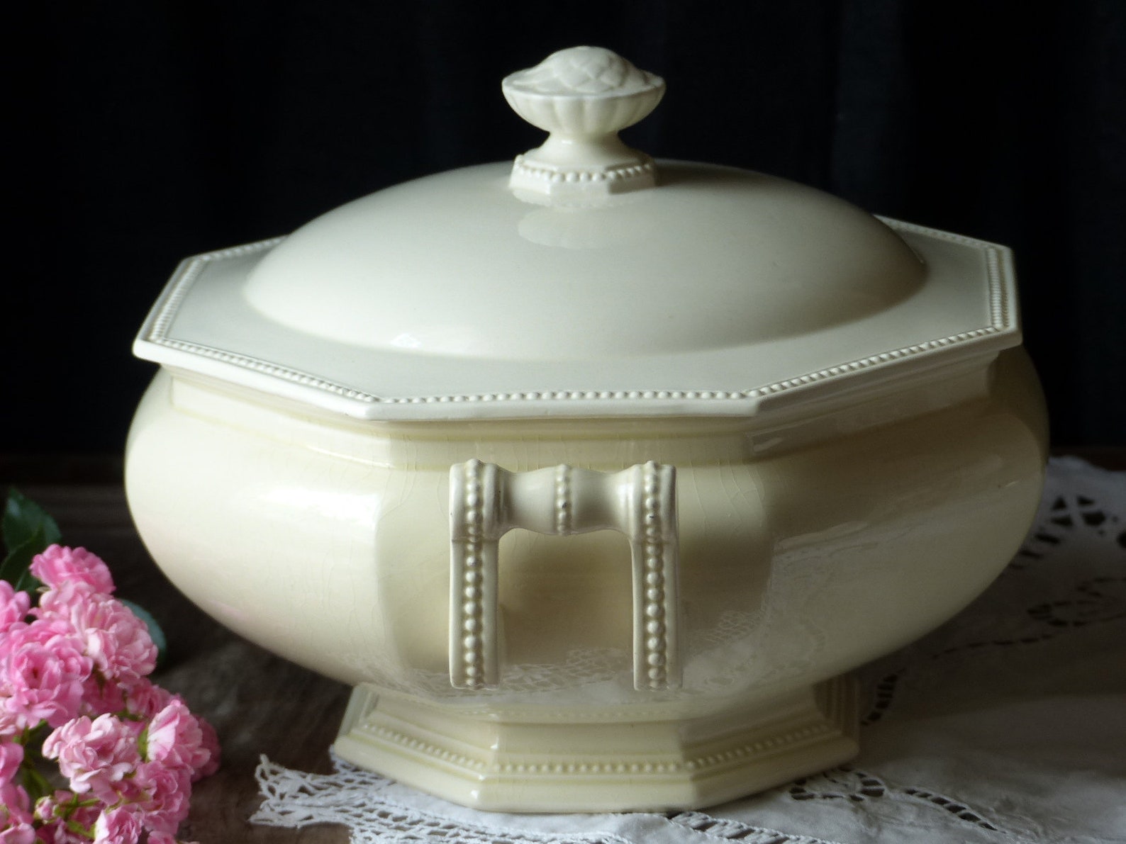 Seltene antike französische Cremeware große achteckige | Etsy