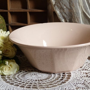 Antique french pale pink salad serving bowl. Ballerina pink. French pink ironstone serving bowl. Ointment pink. Minimalist home decor.
