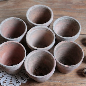 Set of 7 Vintage french small clay pots. Garden Wedding. Indoor garden. French country. Rustic tealights. Farmhouse. Conservatory seed pots image 5