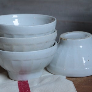 Choose ONE Antique french white stoneware café au lait bowl. Thick heavy rustic porcelain french bowl.Primitive farmhouse kitchen