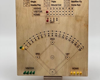 Standard Baseball Dice Game with Dice and Game Pegs and Farkle or Cribbage on Reverse Side