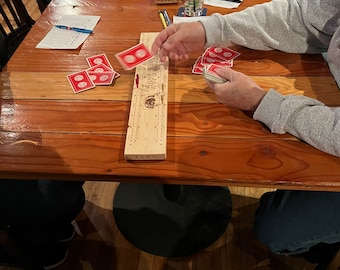 Tournament Cribbage board peg holes drilled and peg storage.